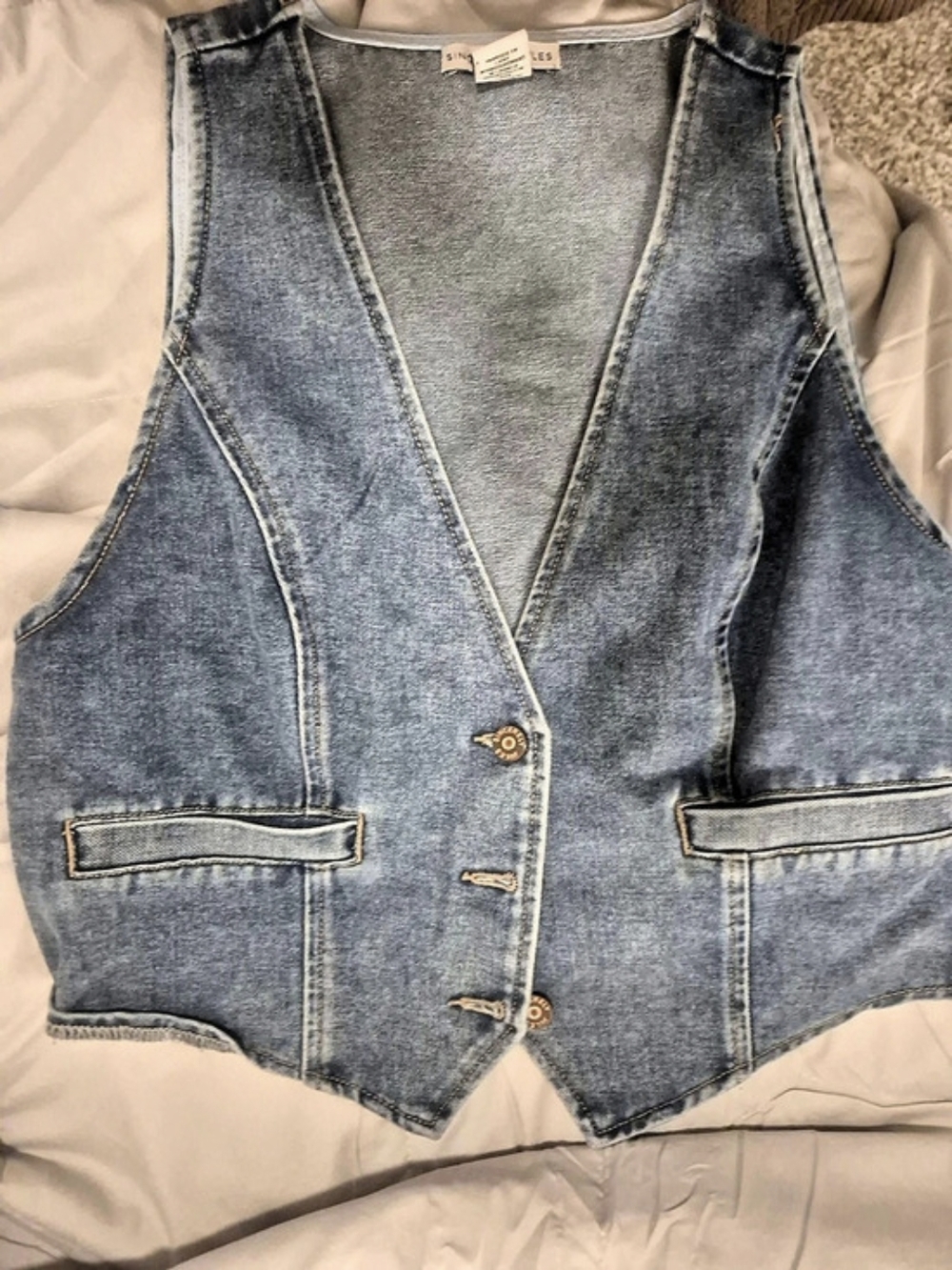 Sincerely Jules Denim Vest in Blue Size XL